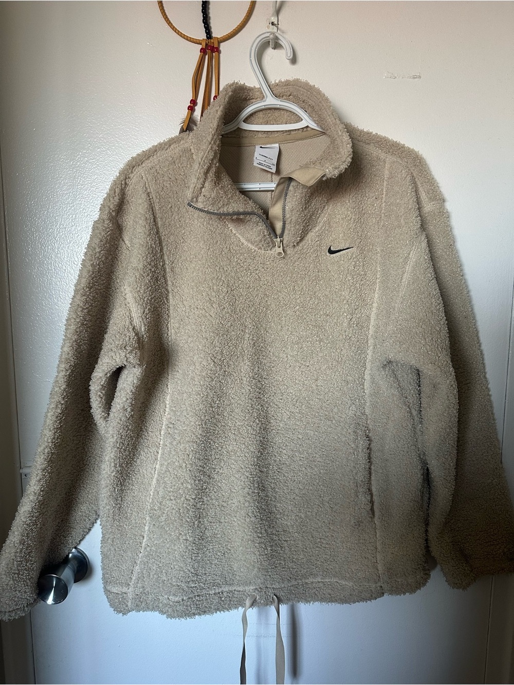 Nike Cream Sherpa Cowl Turtleneck Pullover
